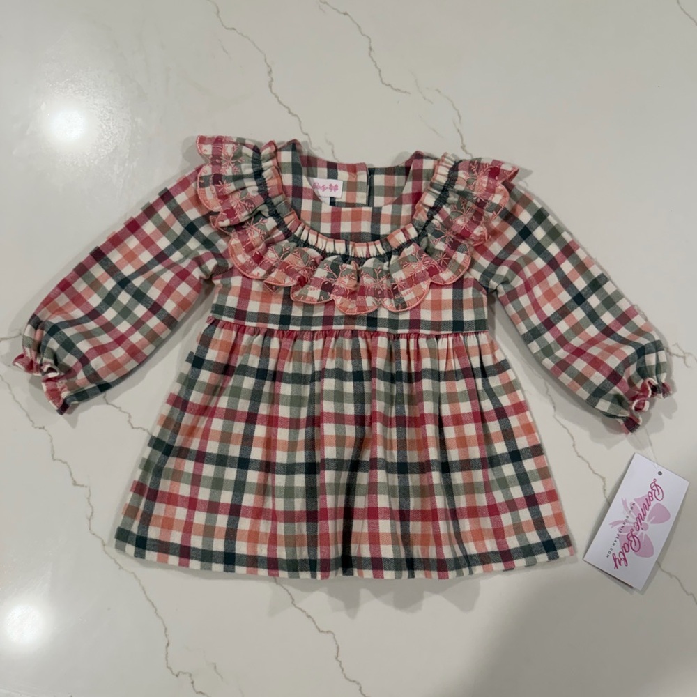 Bonnie Baby Plaid Ruffle Baby Dress